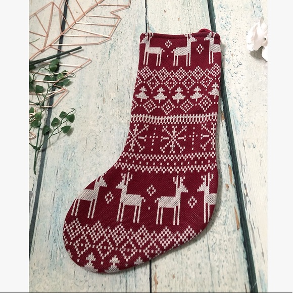 Christmas stocking red rustic reindeer holiday